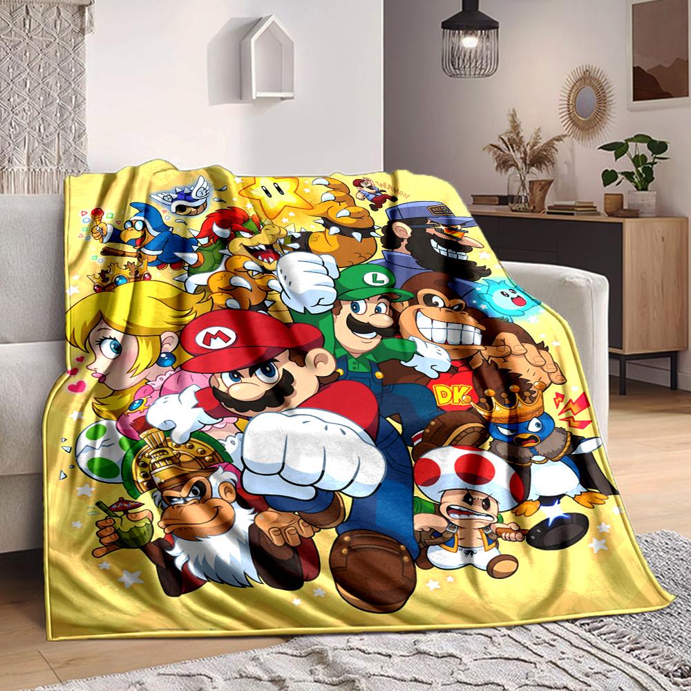 1Pc Super Mario Bros Adventure Blanket Soft And Comfortable Casual Warm Camping Travel Christmas Halloween Xmas Gift M928421