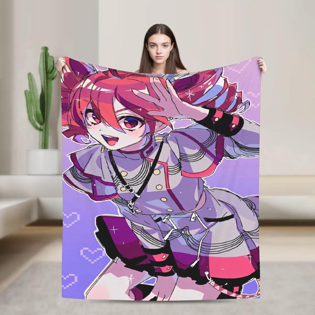 Kasane Teto Blanket Anime Vtuber Plush Novelty Soft Throw Blanket for Bedspread Textile Decor