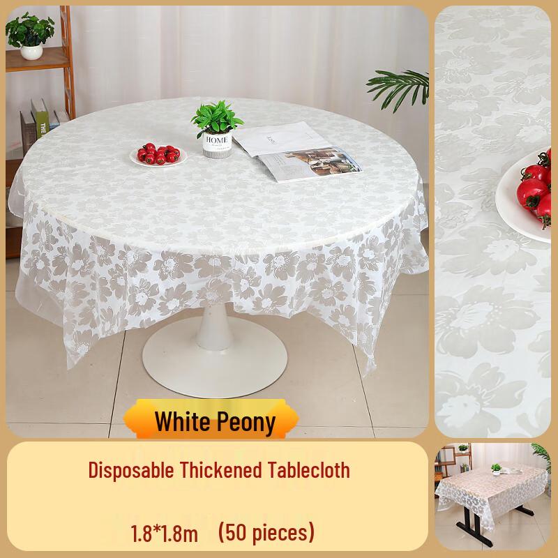Homeglen Disposable Thickened Round Plastic Tablecloth