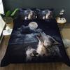 Wolf Printed Bedding Set Twin Size For Kids Boys BedroomMisty Bed Duvet Cover Set Comforter Cover Wild Animals Decor 3 Pieces