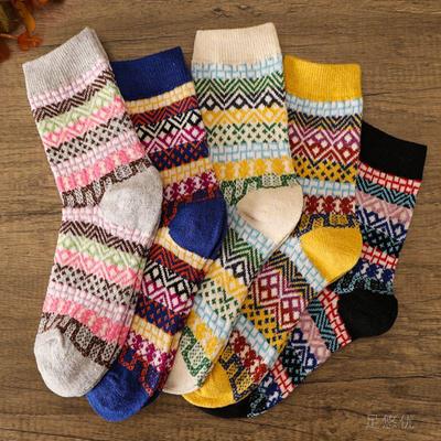 Women's Autumn & Winter Wool Socks - Ethnic Totem Style, Thick & Warm Long Socks