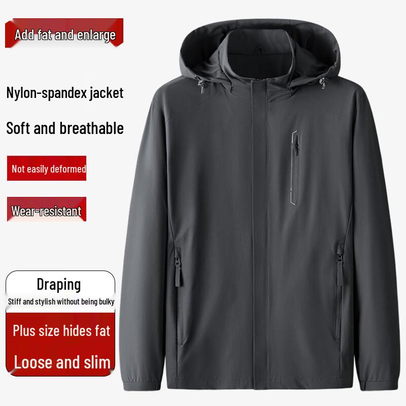 Men's Plus Size Stand Collar Jacket with Detachable Hood