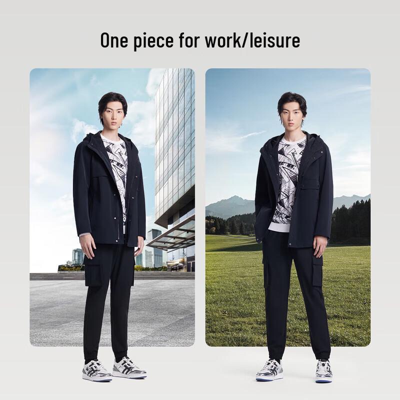 K-Boxing Men's Hooded Mid-Length Fashion Jacket