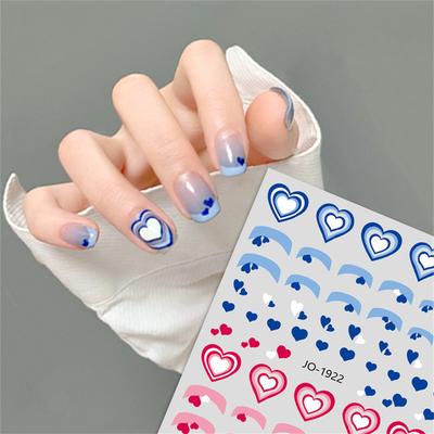 Love Heart Design 3D naklejka do paznokci na walentynki kolorowe serce samoprzylepne naklejki suwakowe dekoracja do manicure
