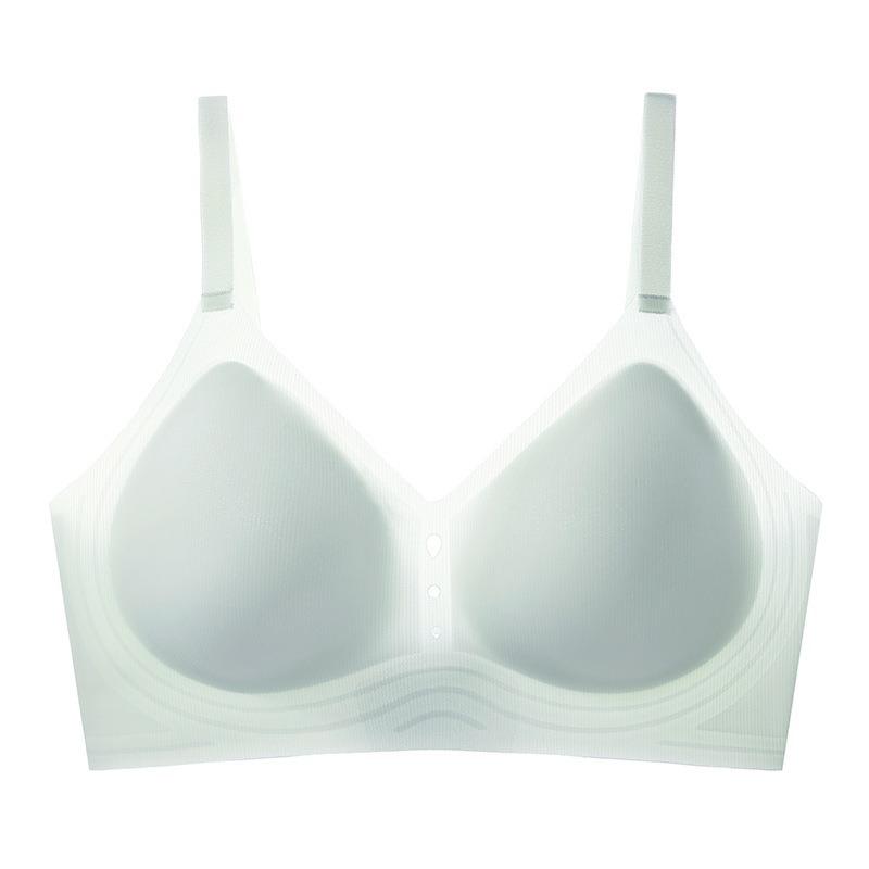 Jelly ice silk soft support underwear women's small breasts gather, breathable and seamless, no steel ring fixing cup, hollowed out women's bra
