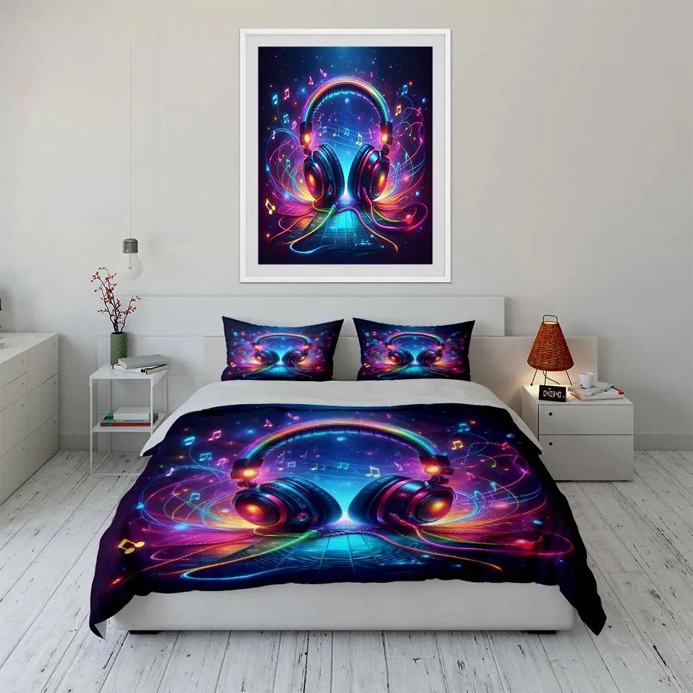 Colorful Music Decor Set Bedding Set with 1 Duvet Cover 2 Pillowcases Single Double King Queen Gift