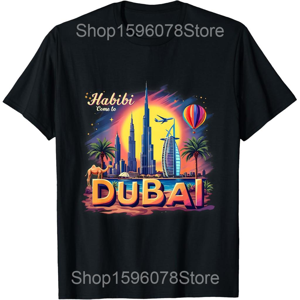 Funny Retro Dubai Souvenir T Shirts Unisex Women Pure Cotton Humor Streetwear Tee Shirt Short Sleeve Unisex Loose Clothing