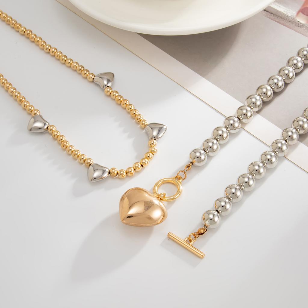 Punk Liebesherz Anhänger Choker Halskette für Damen Vintage Perlenketten Hochzeit Braut Hals Schmuck Zubehör