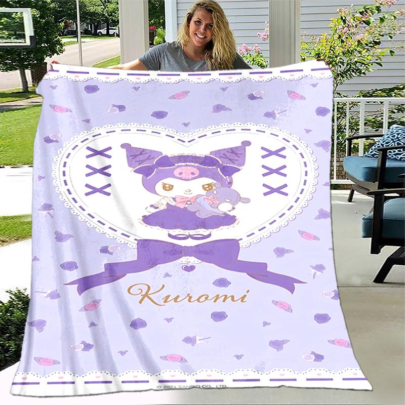 1pc Blanket Sanrio Kuromi2 Print Design, Lightweight Blanket for Sofa, Bed- Soft &Warm, Gift for All Seasons Like Christmas, Halloween