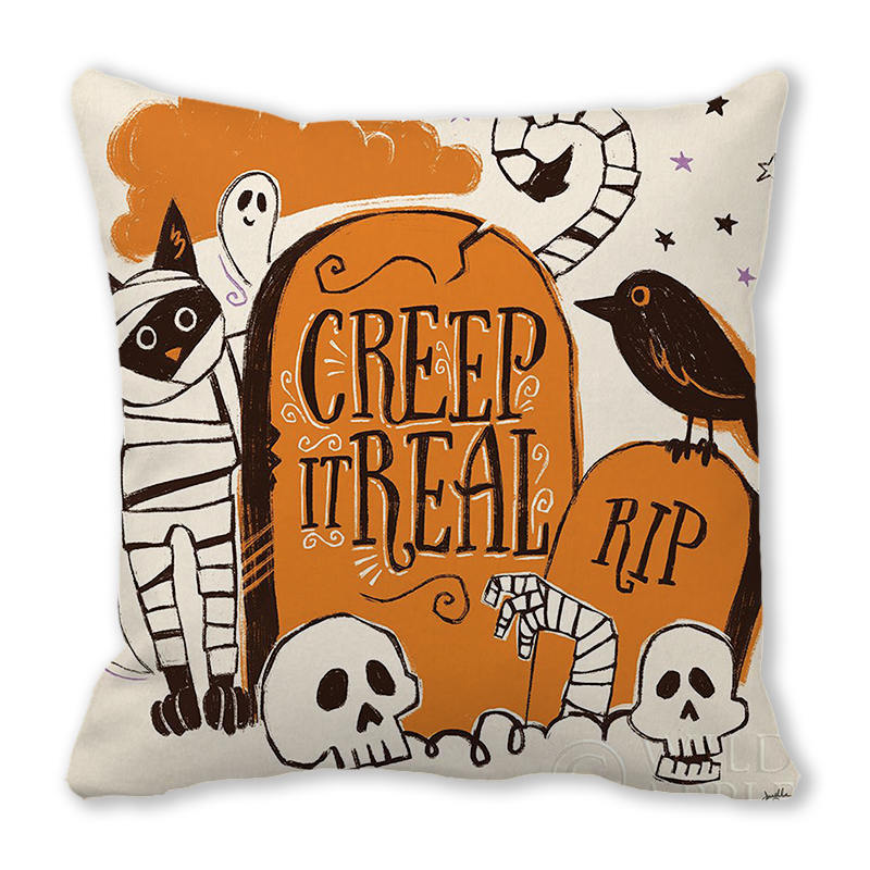 Halloween Horror Pumpkin Print Pattern Cushion Cover for Home Living Room Sofa Decoration Square Polyester Pillowcase