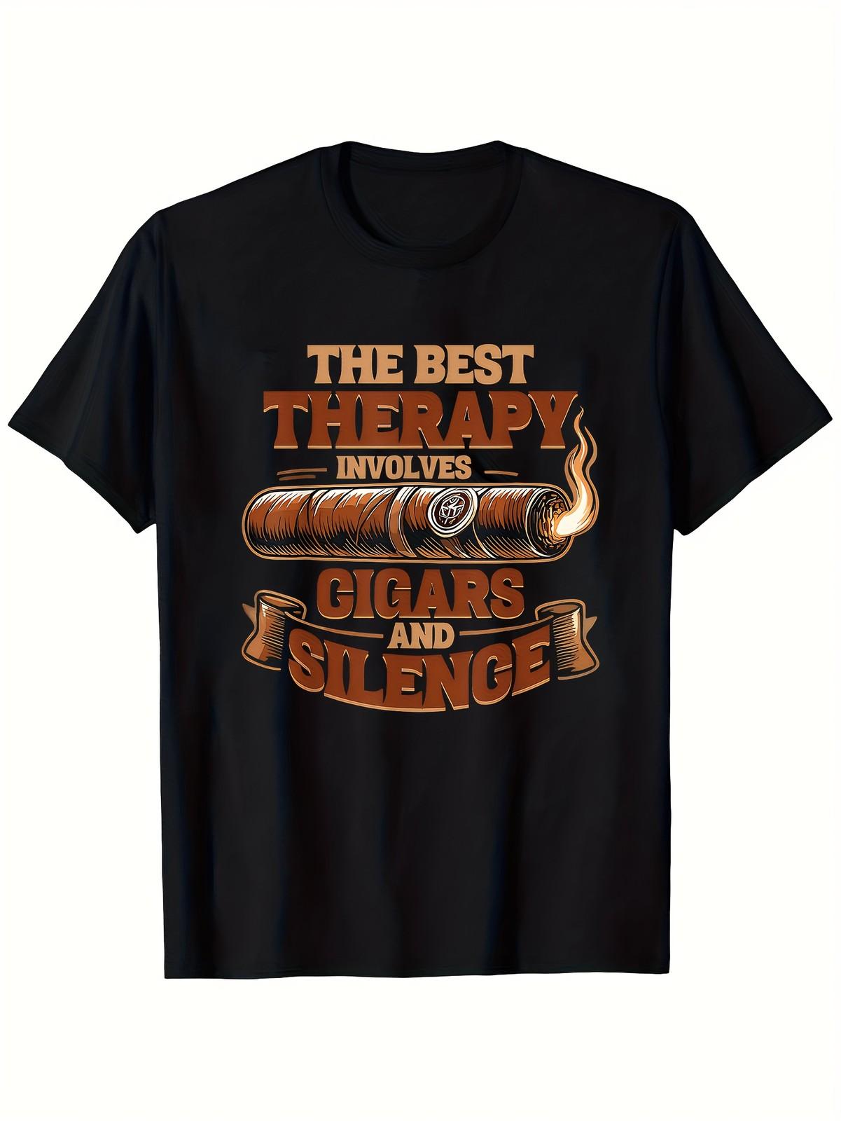 Men s Cigar Relax Slogan T-Shirt - Funny Best Relax Involves Cigars & Silence XL