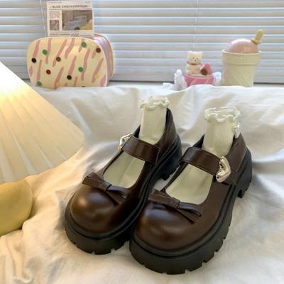 Fashion Ladies Shoes On Sale 2025 Mary Janes Women's High Heels Platform Casual Pumps Women Solid Round Toe Med Heel Bow Tie Shoes Women