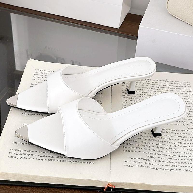 Fashion High Quality Pointed Toe Shallow Women Sandals Fashion Open Toe Thin Heel Slide Sandals Elegant Simple Comfortable Designer Shoe
