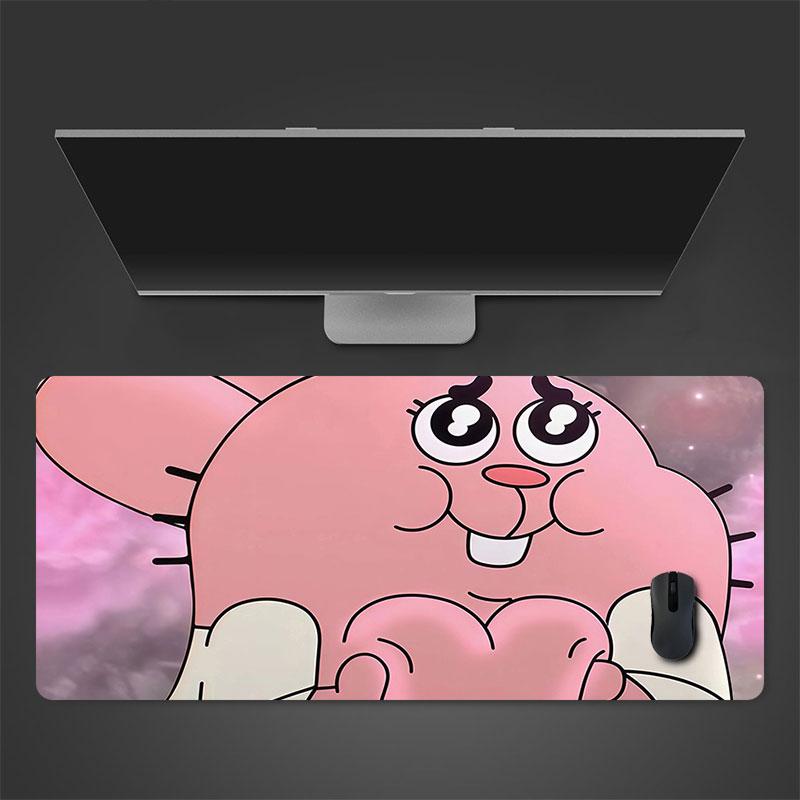 Richard Watterson Mauspade, Große Gaming-Schreibtischmatte, Rutschfestes XXL-Mauspad für Laptop & Tablet, Mini-PC-Spielmatte mit genähten Kanten
