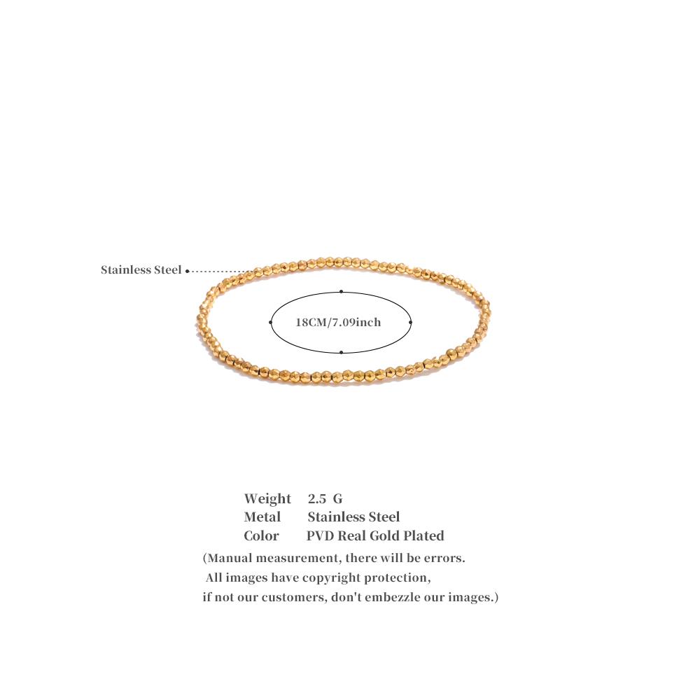 Yhpup Waterproof Stainless Steel Round Beads Chain Bracelet Bangle Daily Golden Wrist Charm Jewelry Wholesale Gift