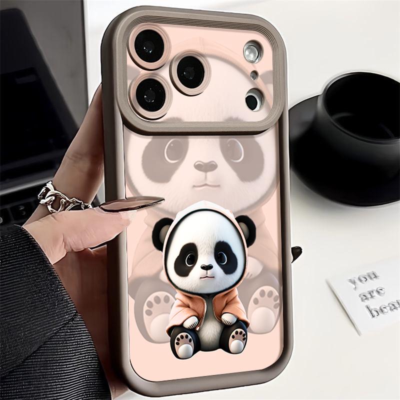 Black Coat Panda Pattern Case For iPhone 17 Pro Max Funda Shockproof Bumper Cover For iPhone 16 Pro Max 15 14 13 12 11 Air 16E