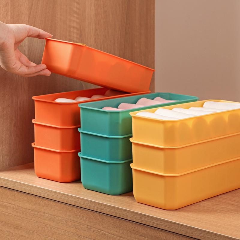 5-Compartment Stackable Plastic Sock and Underwear Organizer Box