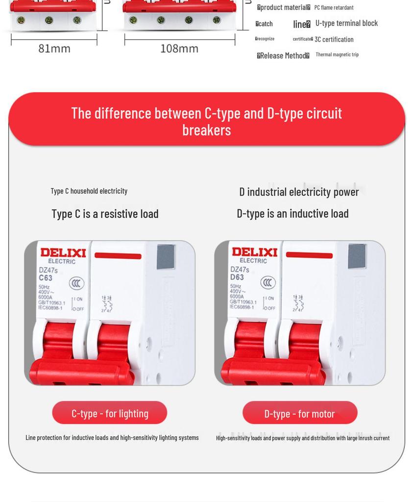 Delixi Air Circuit Breaker: 1P, 2P, 3P, 4P Options for Household and Three-Phase Systems (25A, 32A, 40A, 63A)