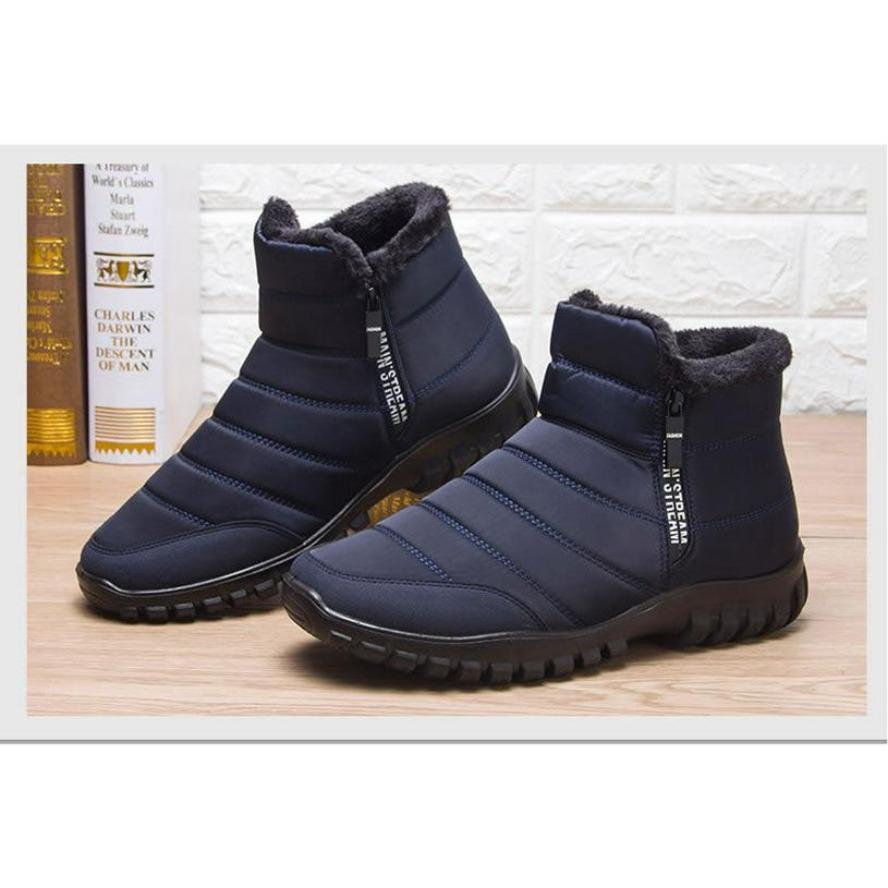 Herren Winter Schneestiefel mit hohem Bund, rutschfest, wasserdicht, mit Reißverschluss für ältere Menschen