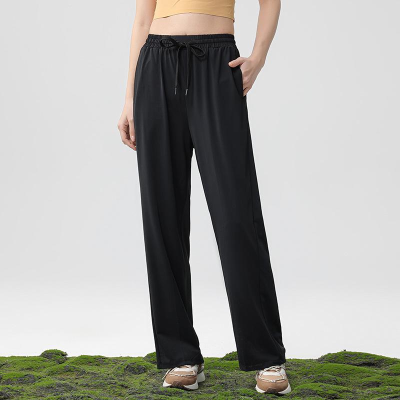 Summer new sunscreen pants ice cool feeling men's and women's breathable casual sports quick-drying solid color straight wide-leg pants