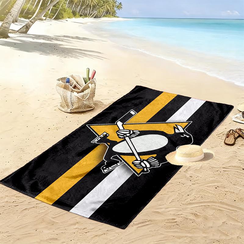 Pittsburgh Penguins Print Beach Towel, Large Soft Quick Dry Towel for Beach Camping Swimming