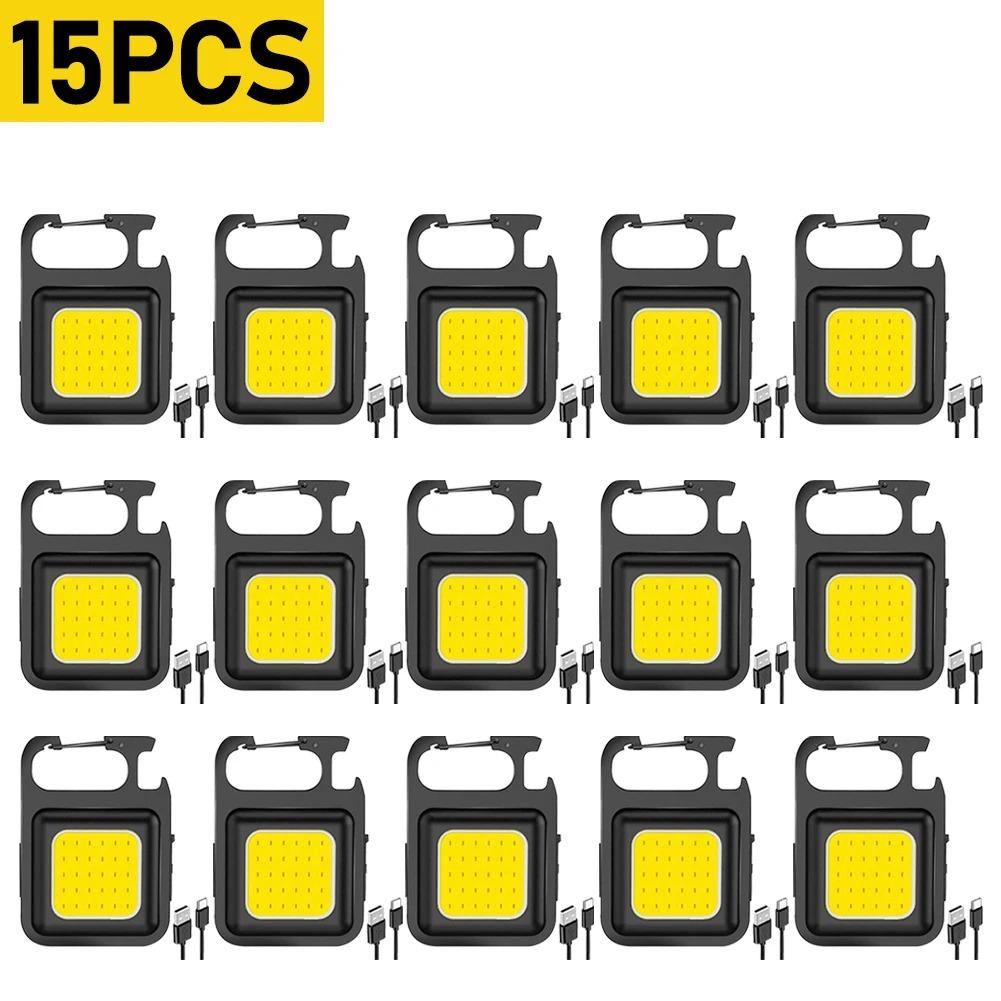 1-20PCS Mini LED 1800LM Flashlight Keychain Multifunctional Portable COB Camping Lamps USB Charging Work Lights Fishing Lanterna