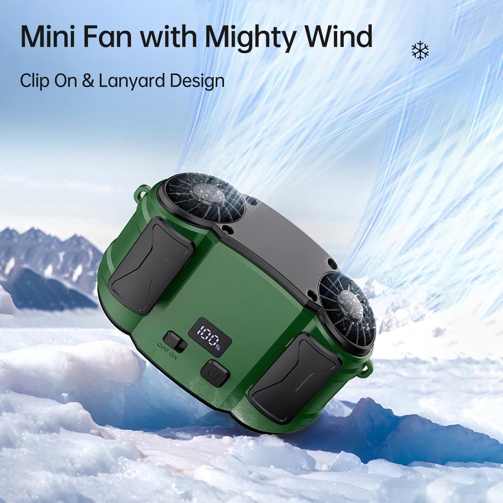 Mini Fan Portable Waist Fan 5 Speeds Wide Angle Airflow with USB Rechargeable Battery Brushless Motor Strong Cooling