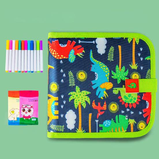 Kids Erasable Graffiti Drawing Book with 12 Watercolor Pens 14 Pages Toddlers Boys Girls Cartoon Doodle Book Educational Drawing Toy