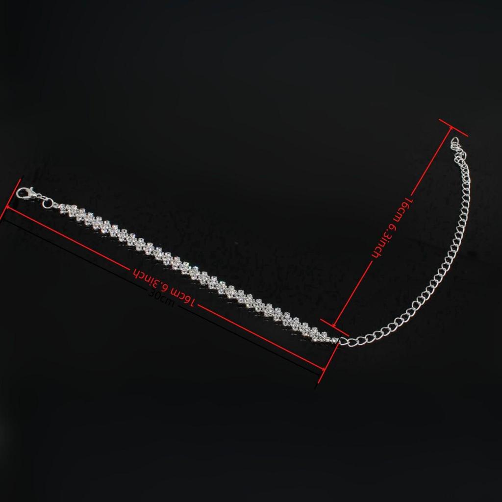 Elegant fotlänk med kors av strass och diamanter – Europeiska och amerikanska modeaccessoarer