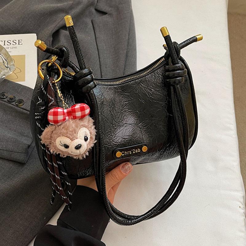 

Premium sense niche bag women s autumn and winter retro shoulder messenger bag dumpling bag чёрный