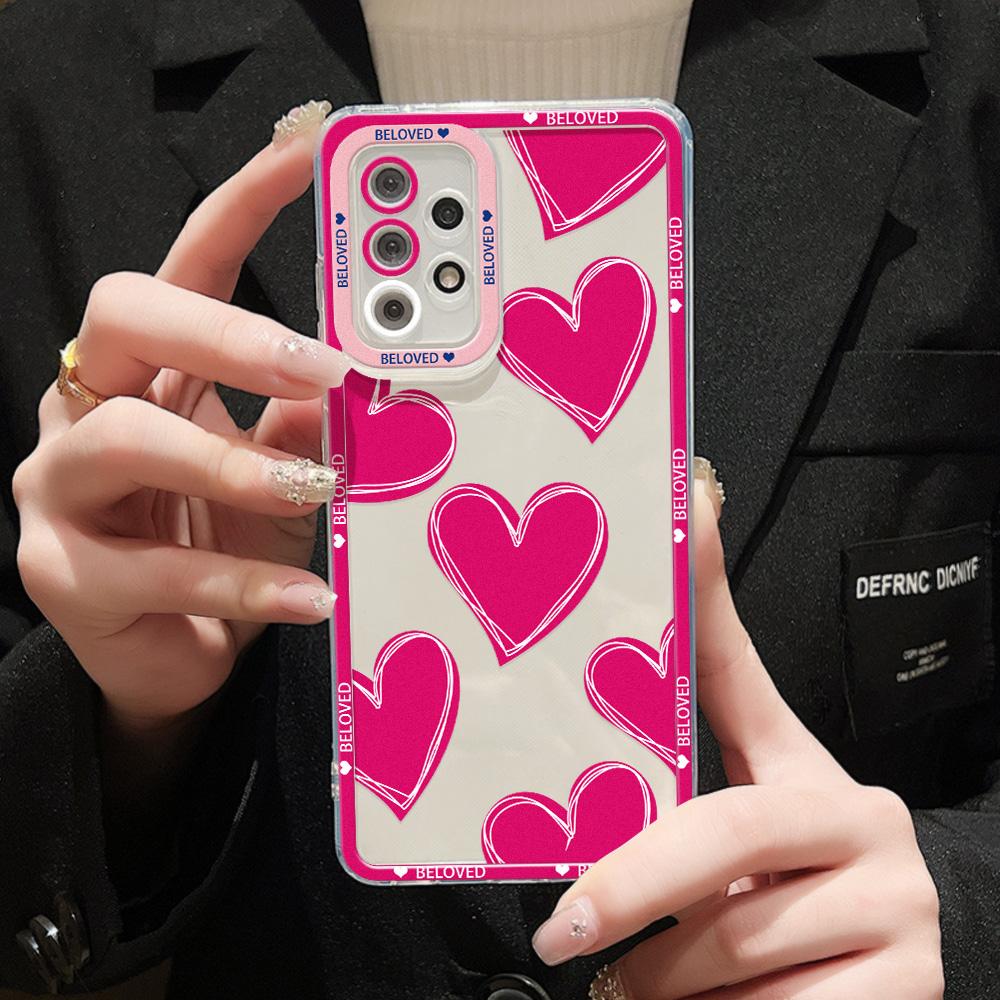 Case For Samsung Galaxy S24 Ultra Funda A54 5G A53 A52 A35 A34 A33 A32 A14 A13 S23 Plus S22 S21 S20 FE Love Heart Soft Cover