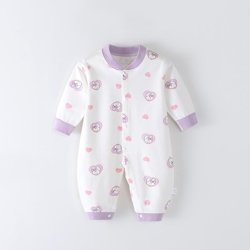 Combed Cotton Long-Sleeved Baby Romper for Newborns - Spring & Autumn