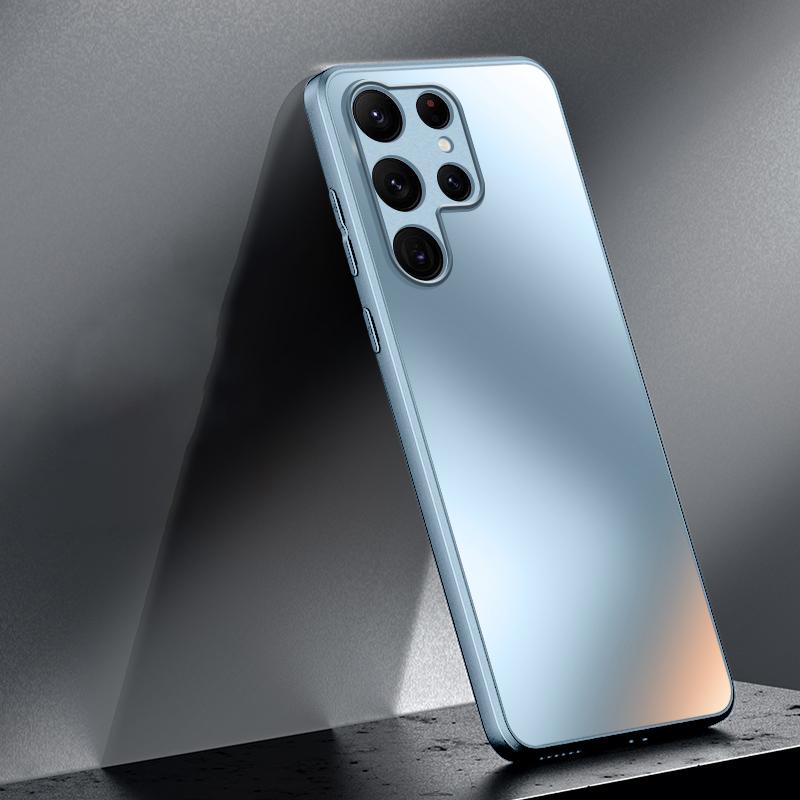 Funda de cristal mate de silicona AG de lujo para Samsung Galaxy S24 S23 S22 Ultra S24 Plus, funda protectora para lente de cámara esmerilada