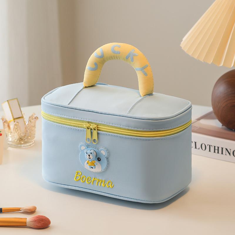 1PC Cosmetic Bag New Niche Contrasting Color Portable Toilet Bag Large Capacity Travel Portable Cosmetic Storage Bag синий
