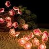 Peach & Plum Blossom LED String Lights: Outdoor Flower Copper Wire Decor with Colored Battery-Powered Lights