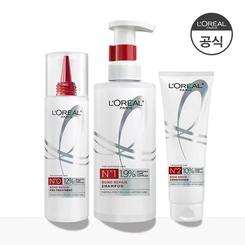 Bond Repair 3-Piece Set (Pre-Treatment 300ml + Shampoo 440ml + Conditioning Hair Pack 250ml)