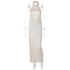 Sexy Backless Satin Sleeveless Halter Dress For Summer