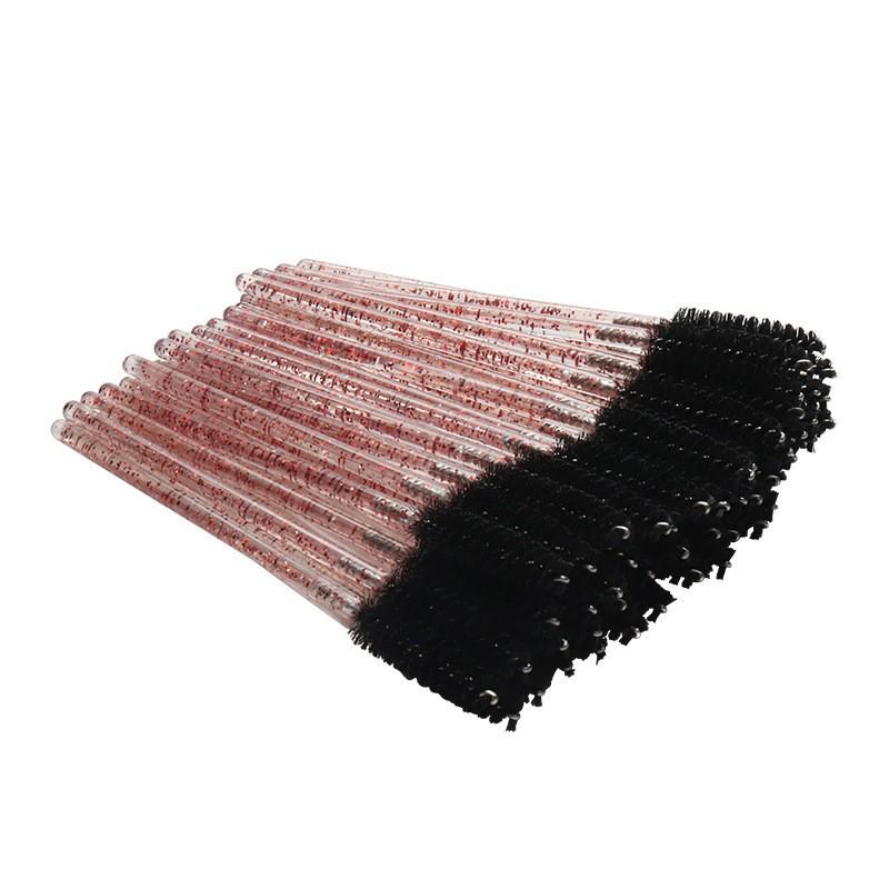 

50-Pack Crystal Rod Disposable Eyelash Brushes - Nylon Bristle Comb & Eyebrow Makeup Tool