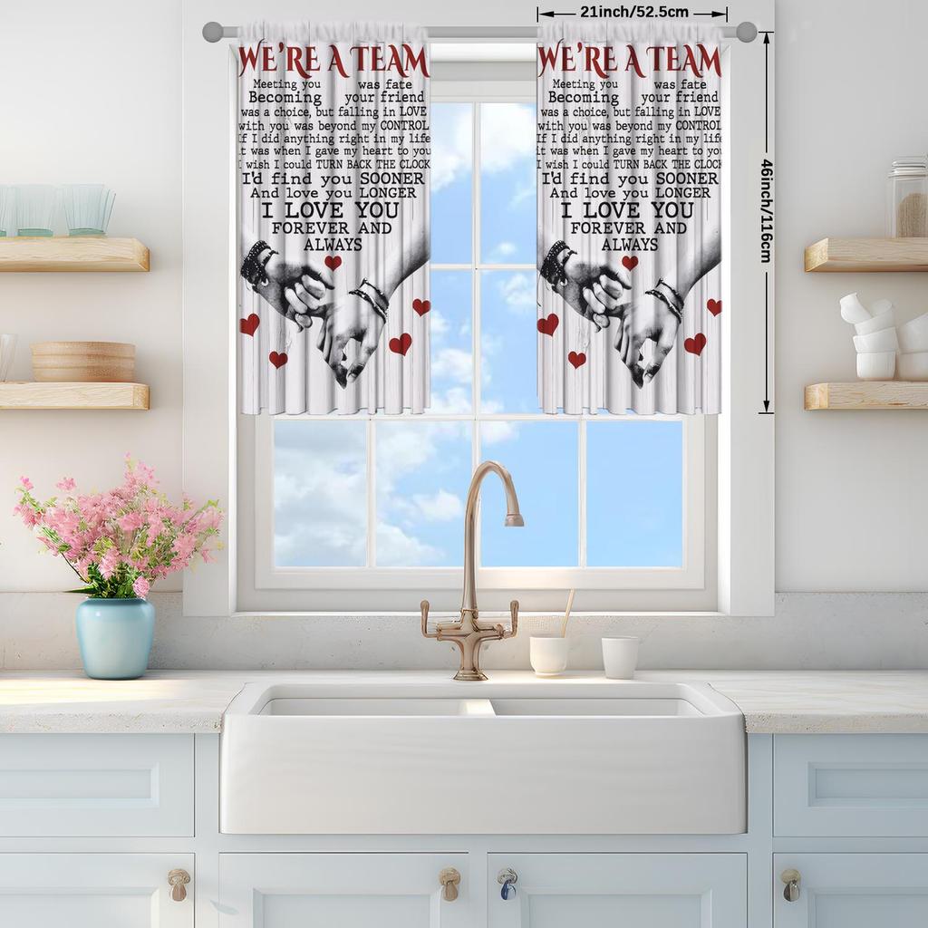2pcs Confession of Love Print Window Curtains   Shade and Privacy Protection   Suitable for Decorating Various Rooms