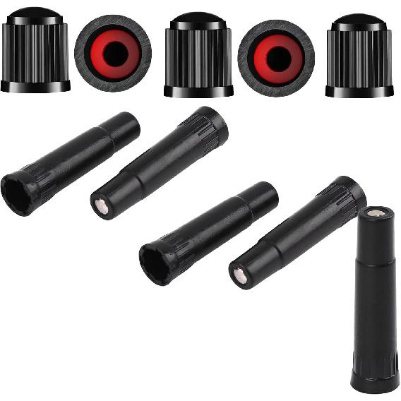 5 Pack Screw-on Valve Cap Stem Extension Extender Adapter + 5 Pack Universal Stem Covers Tire Valve Caps for Auto Car Wheel Bike Truck Motorcycle SUV