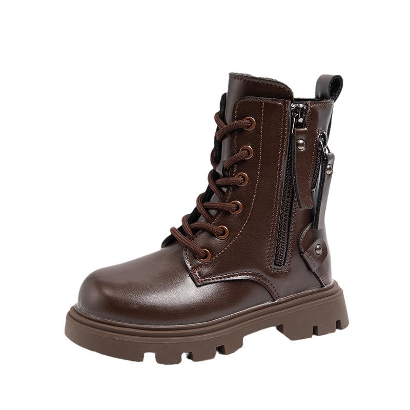 

Children Ankle Boots Autumn Kids Causal Leather Boot Platform British Comfortable Non Slip Girls Princess Boots 37 коричневий