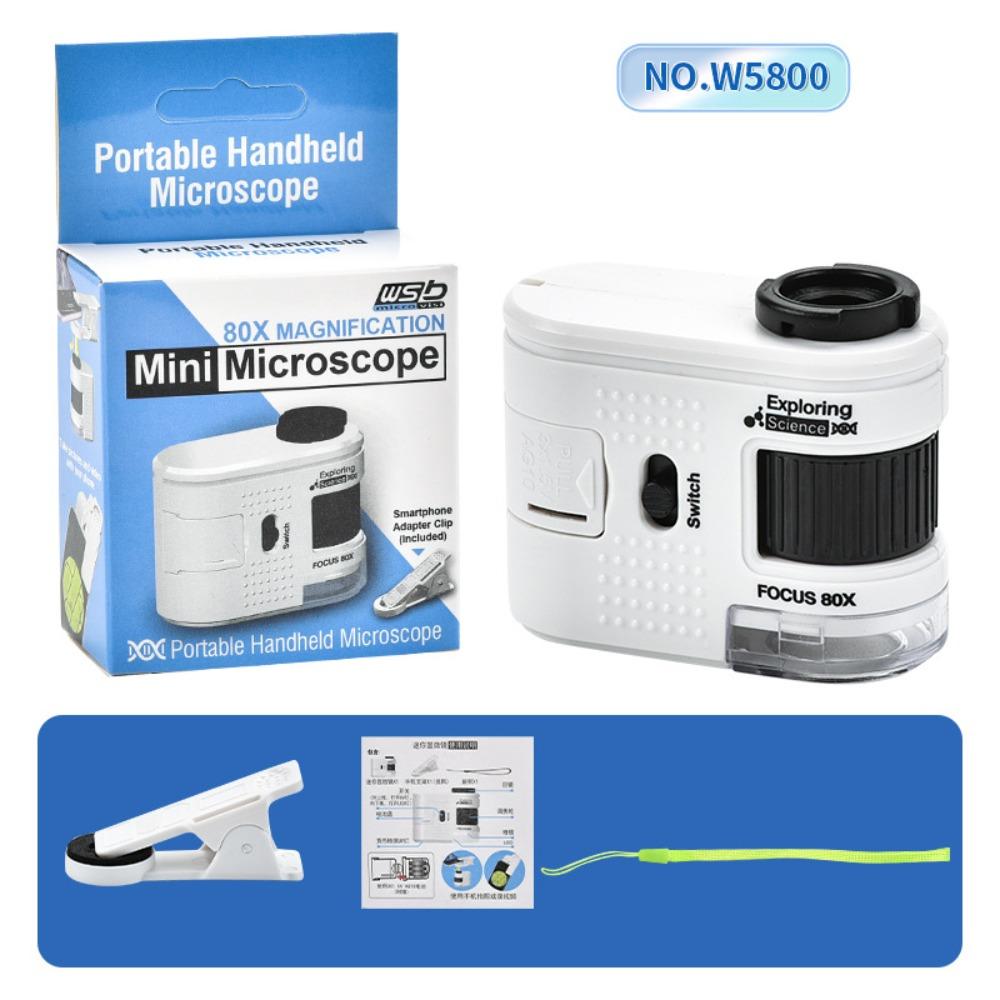 Med LED-lampor Barn Mini Mikroskop Mobiltelefon Kamera Mikroskop för Olika Användningar