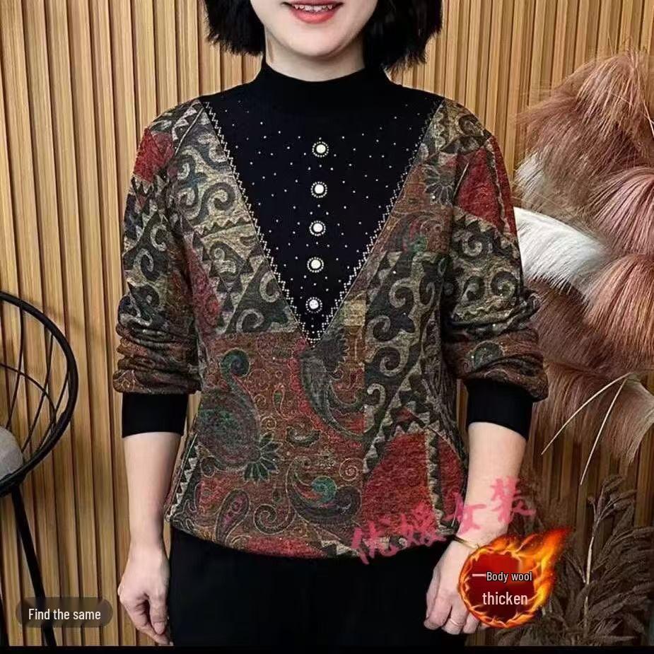 

Autumn/Winter 2025 Plus Velvet Warm Half-High Collar Hoodie - Fashionable and Elegant Base Layer Shirt 3XL