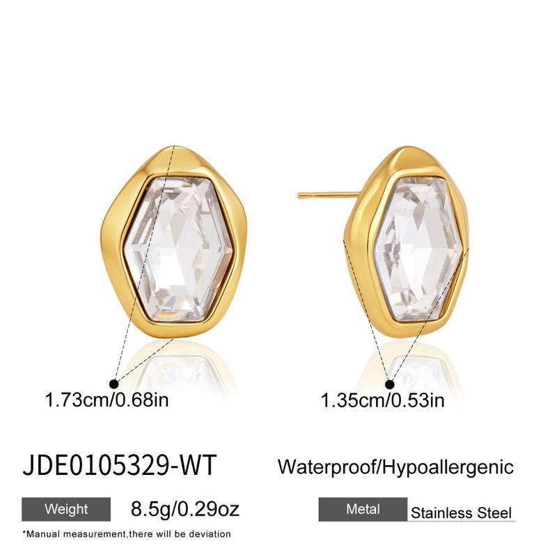 1Pair Stainless Steel Stud Earrings Irregular Colorful Crystal Ear Studs Luxury Korean Jewelry For Women Daily Party Wear