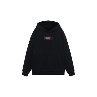 Li Ning Sports Fashion Series Bluza z kapturem z luźnego polaru z haftowanym logo Unisex czarna AWDRD42-8
