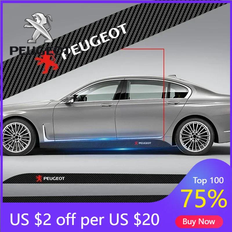 2026 Hot Adesivo per Auto 2 Pezzi Fibra di Carbonio Gonna Laterale Portiera Auto Battitacco Striscia Adesivi Decorazioni Styling Per Peugeot 206 207 208 107 106 205 4008