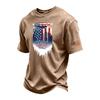 Men's Vintage Washed Short Sleeve Crew Neck T-Shirt with Patriotic Graphic Print and Sleeve Flag Patch Casual Fit