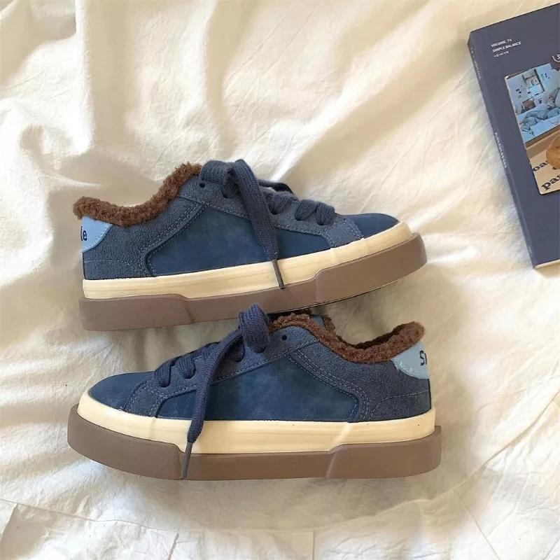 Fashion Women's Casual Sports Shoes Winter New Round Head Shallow Mouth Plus Velvet Warm Anti-slip Wear-resistant Low-top Shoes