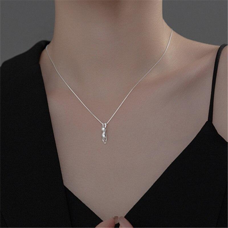 Sterling Color Choker Cat Charm Pendent Necklaces Clavicle Chain Short Pendant Necklace Fine Women Jewelry Brithday Present GiftTrendy
