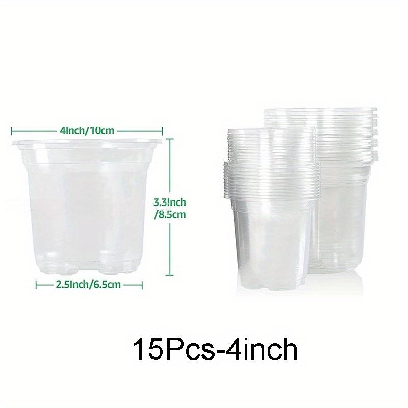 Reinforced Clear Nursery Pots with Drainage Hole, Transparent Variety Pack Plastic Plant Pot Seedling Planter Seed Flower
